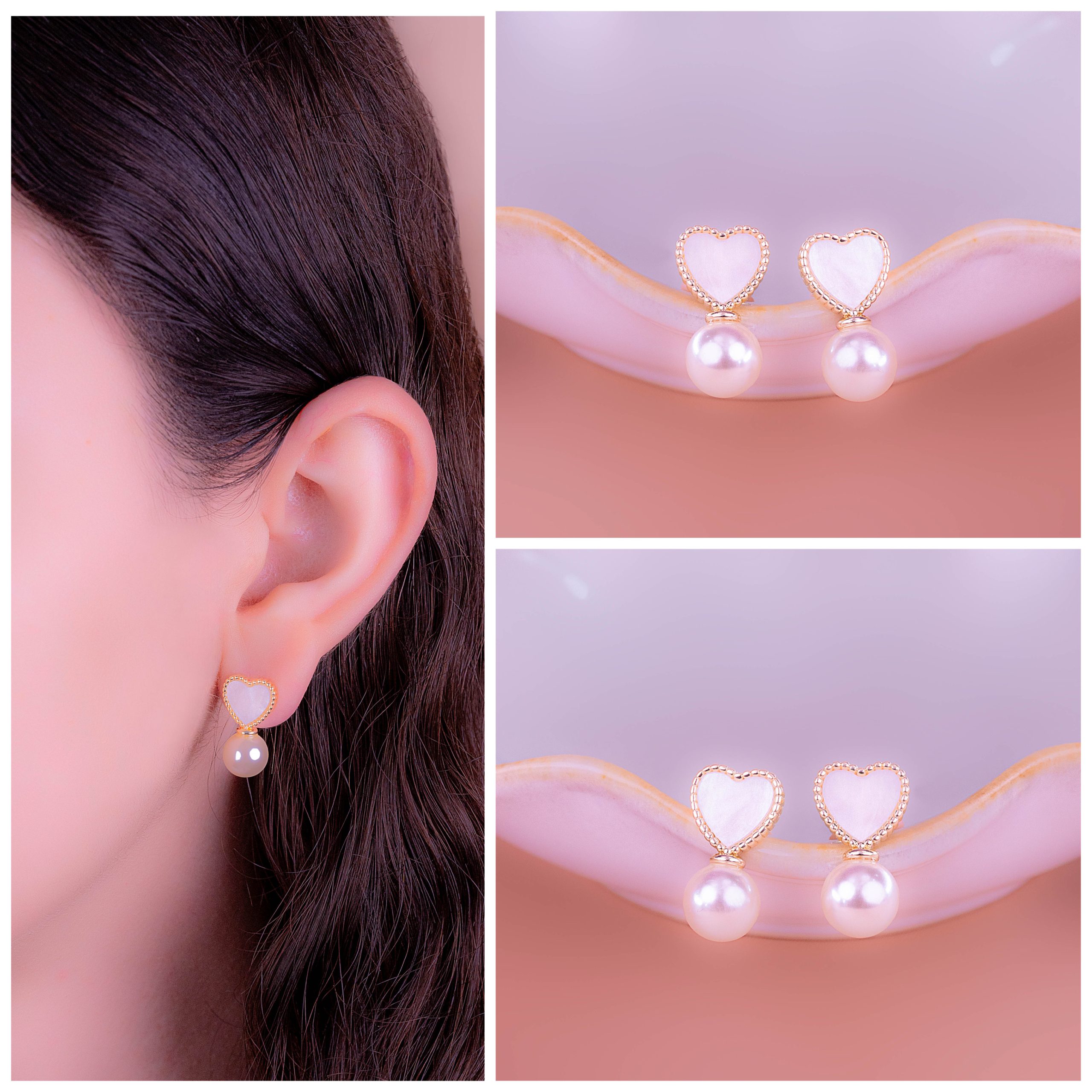 Aretes Corazón Perla