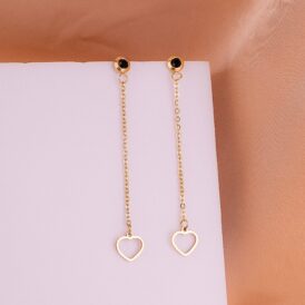 Aretes Corazones Piedra Negra