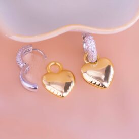 Aretes Corazones Bicolor
