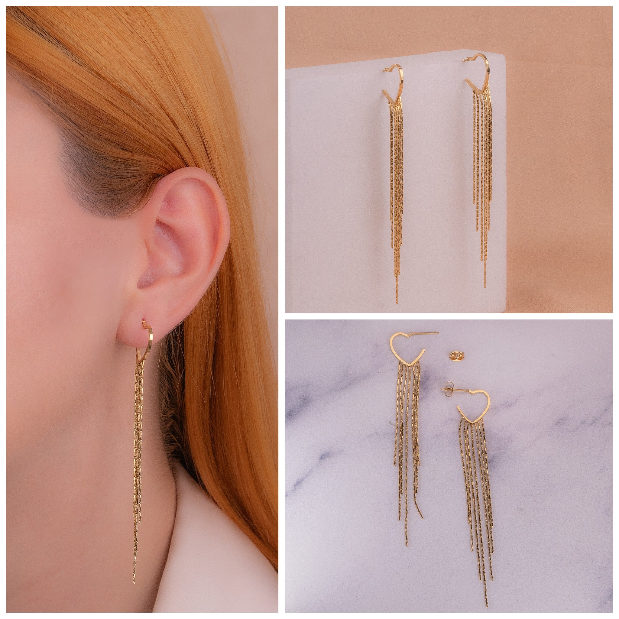 Aretes Corazones Lazos