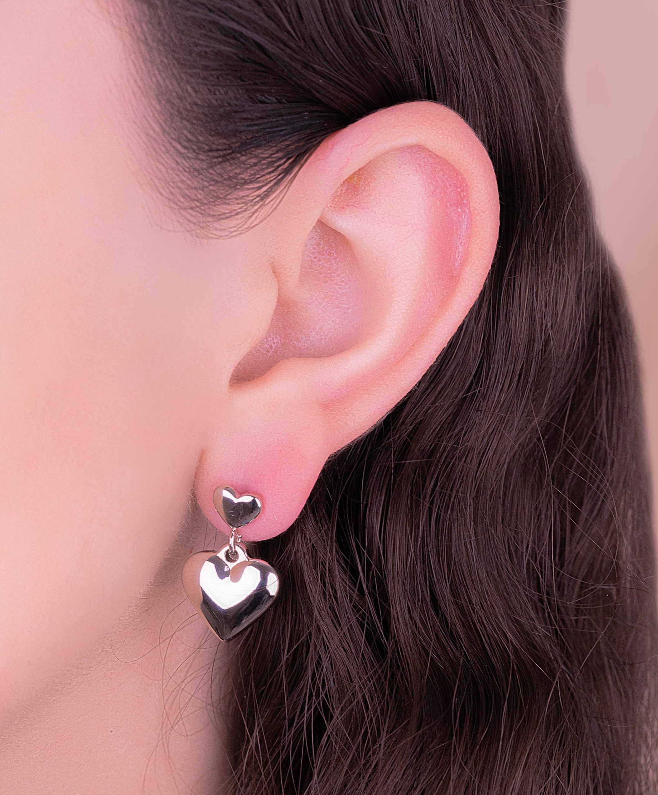 Aretes Corazones Plateados