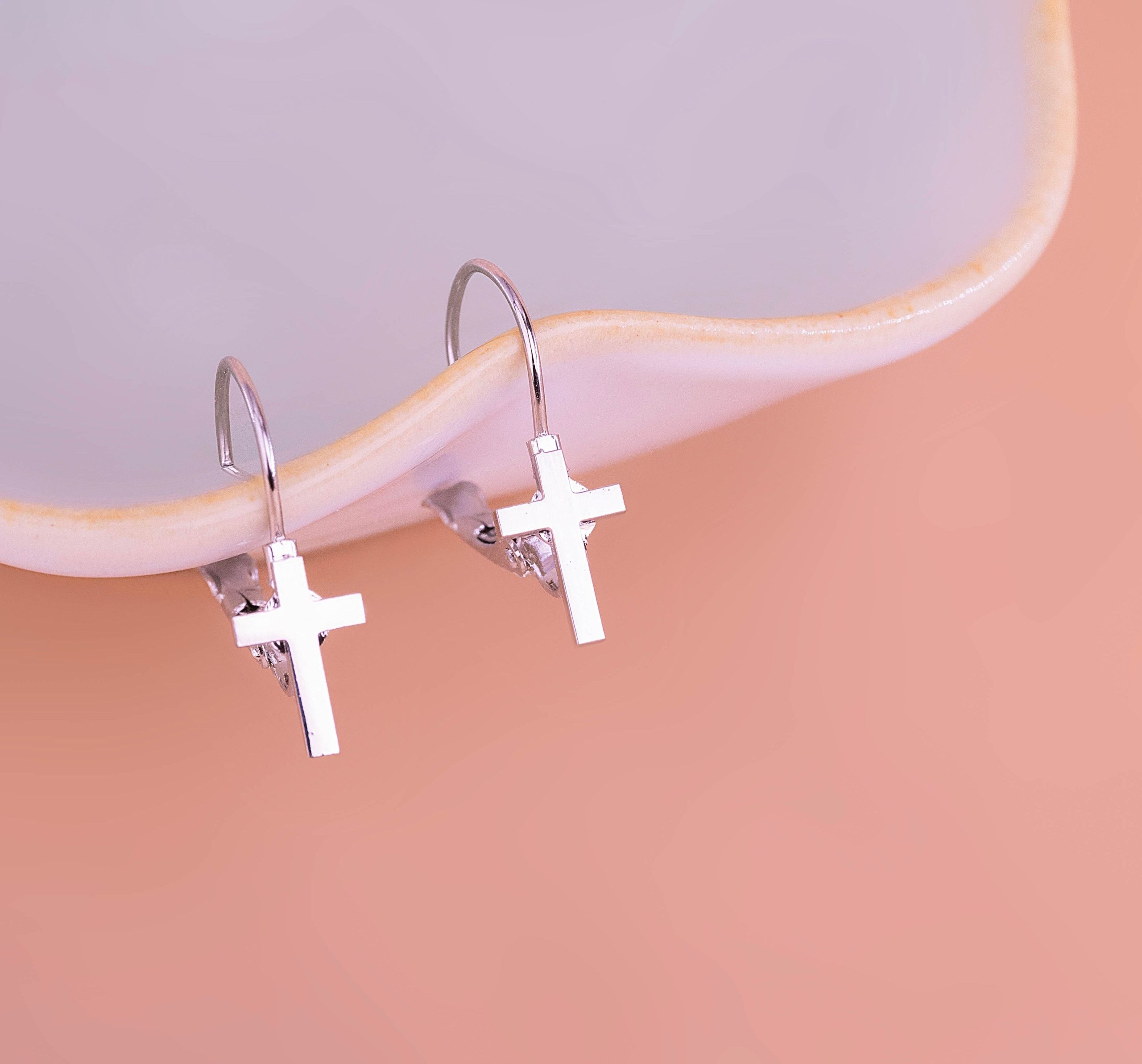 Aretes Cruces Ganchos Plateados