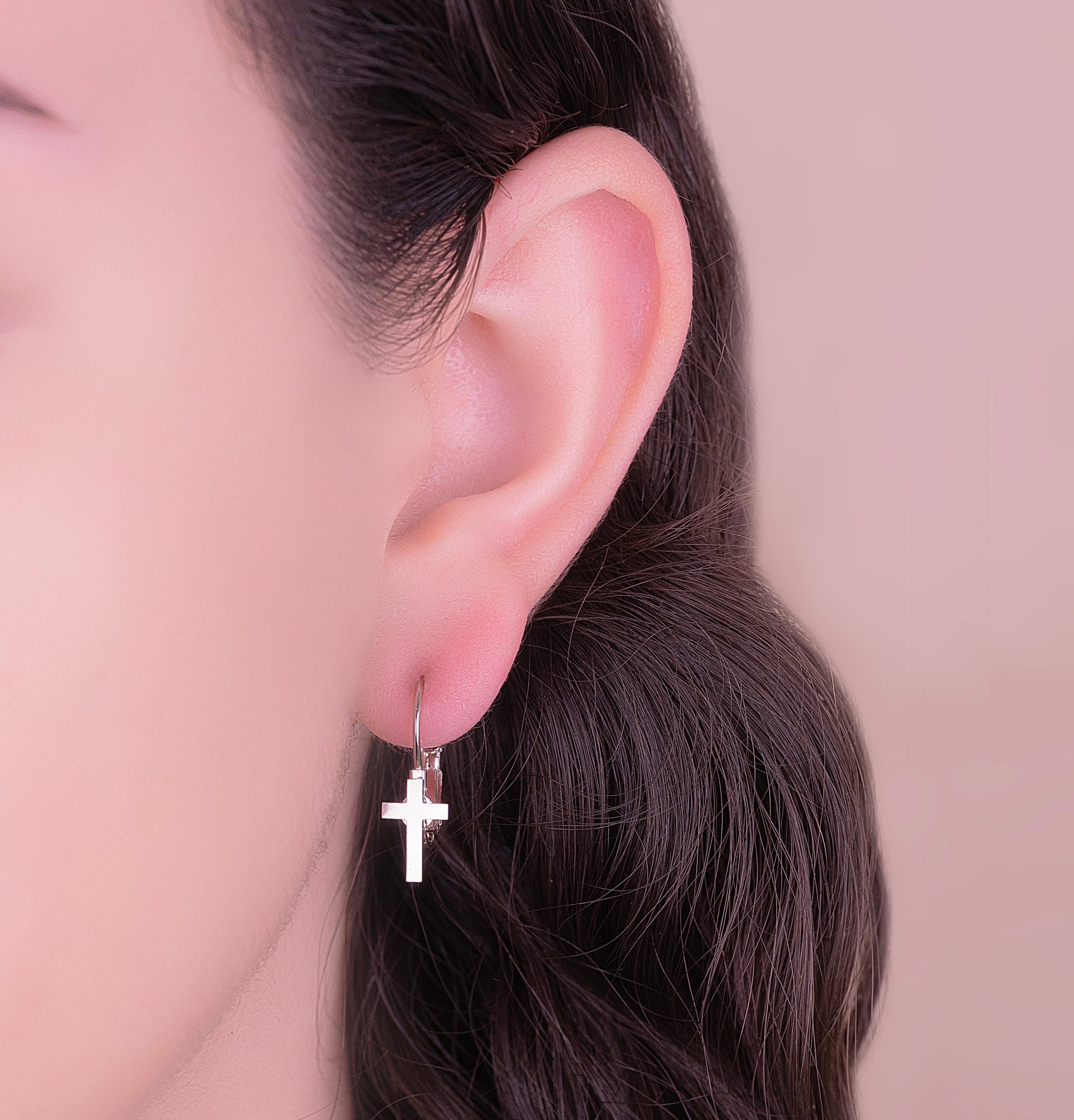 Aretes Cruces Ganchos Plateados