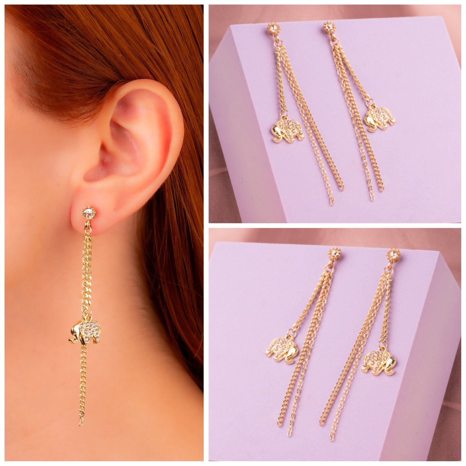 Aretes Elefantes Cadenas