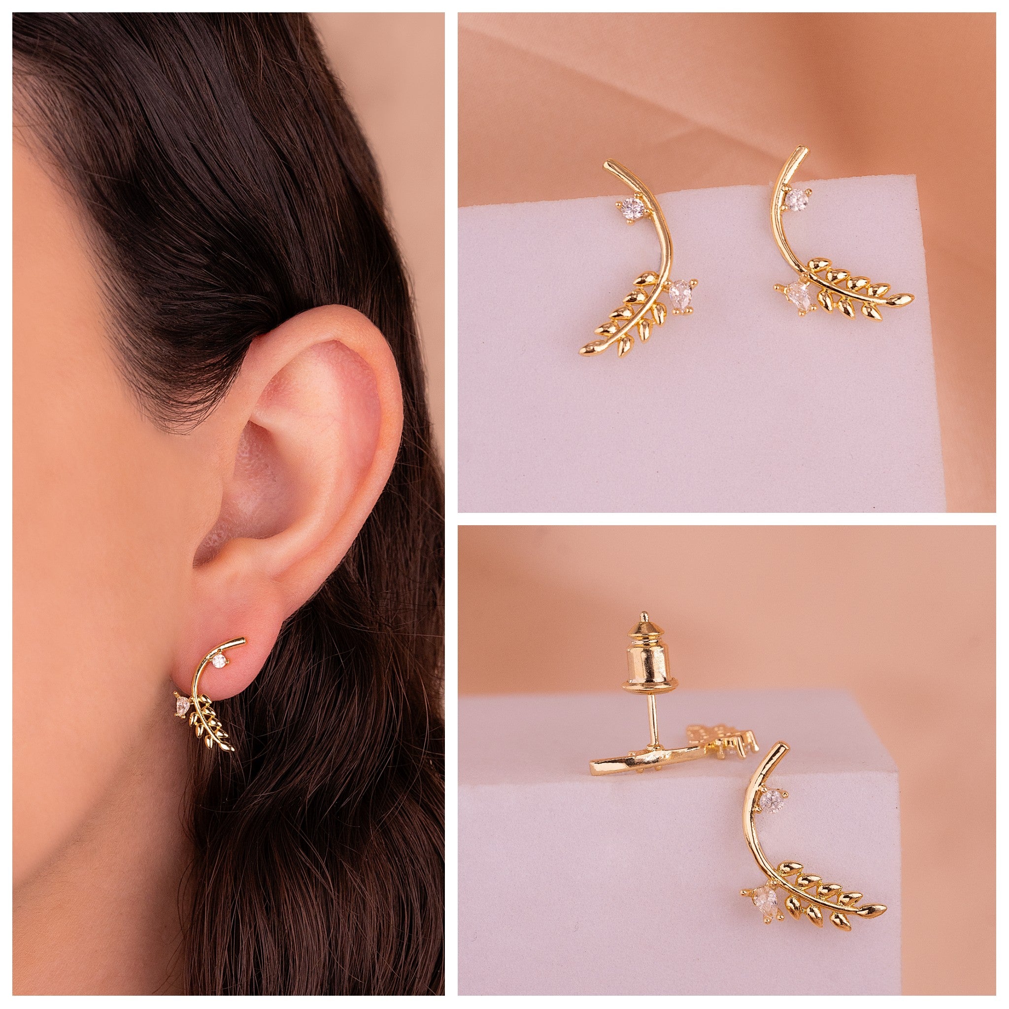 Aretes Espigas Dorados