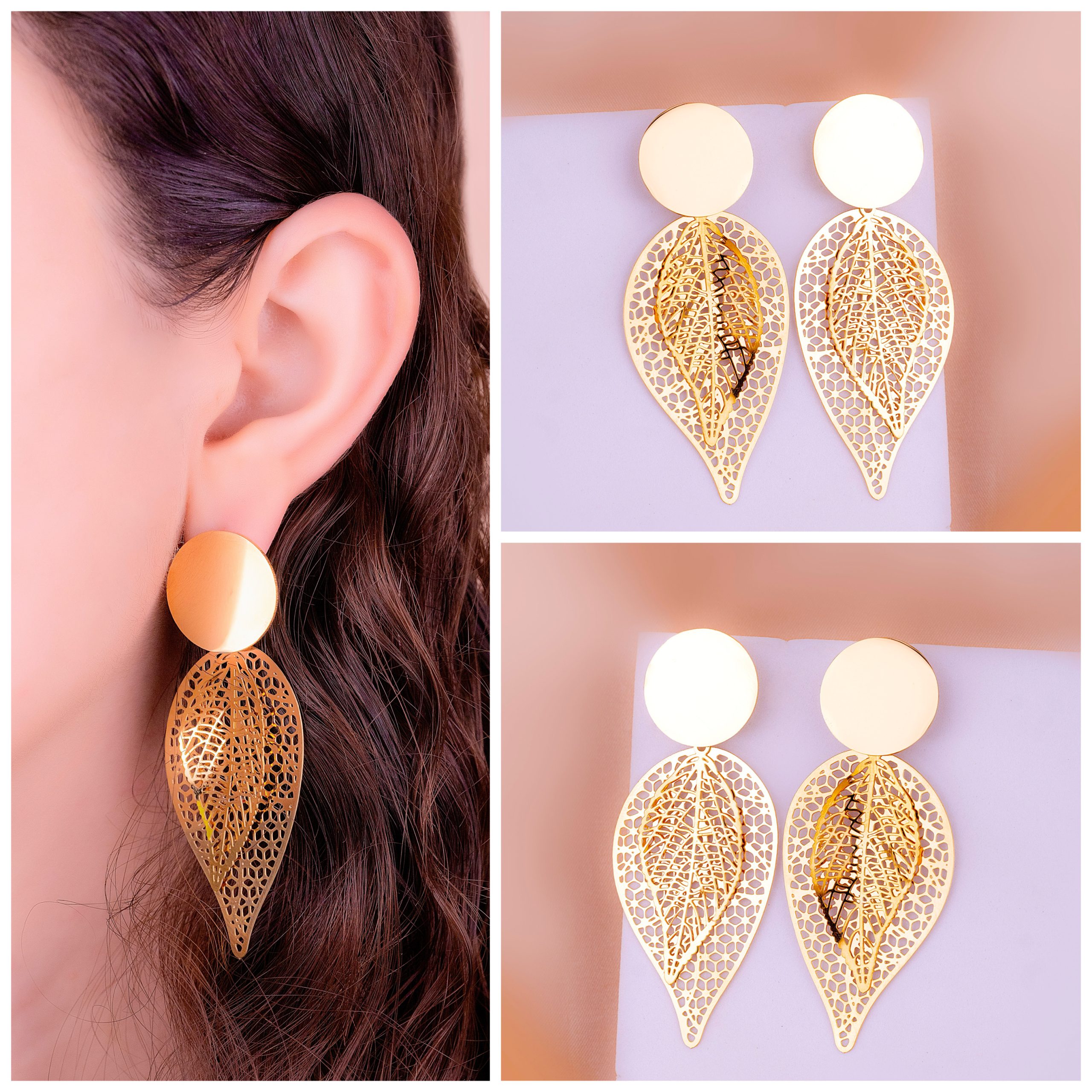 Aretes Hojas Doradas