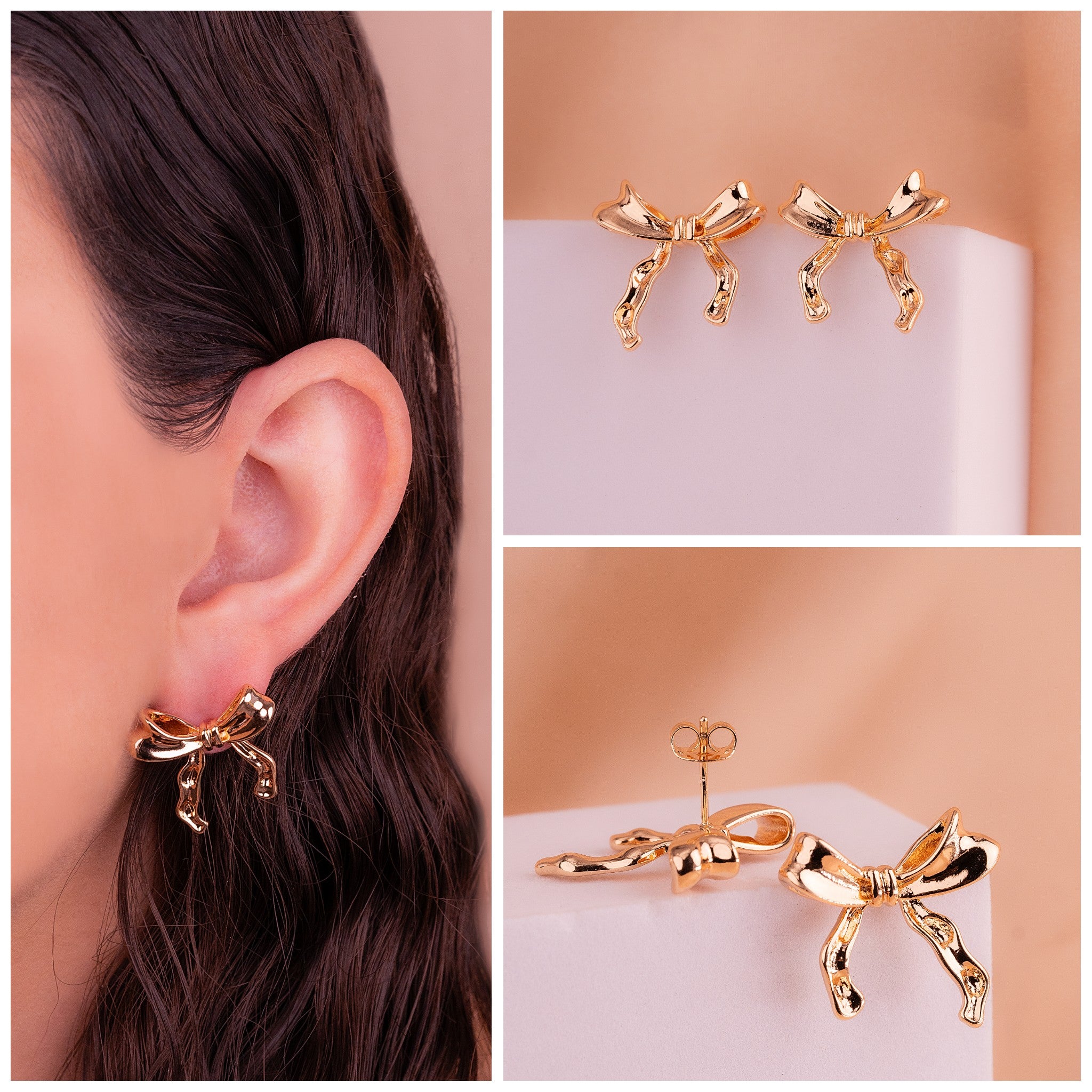 Aretes Moños Dorados