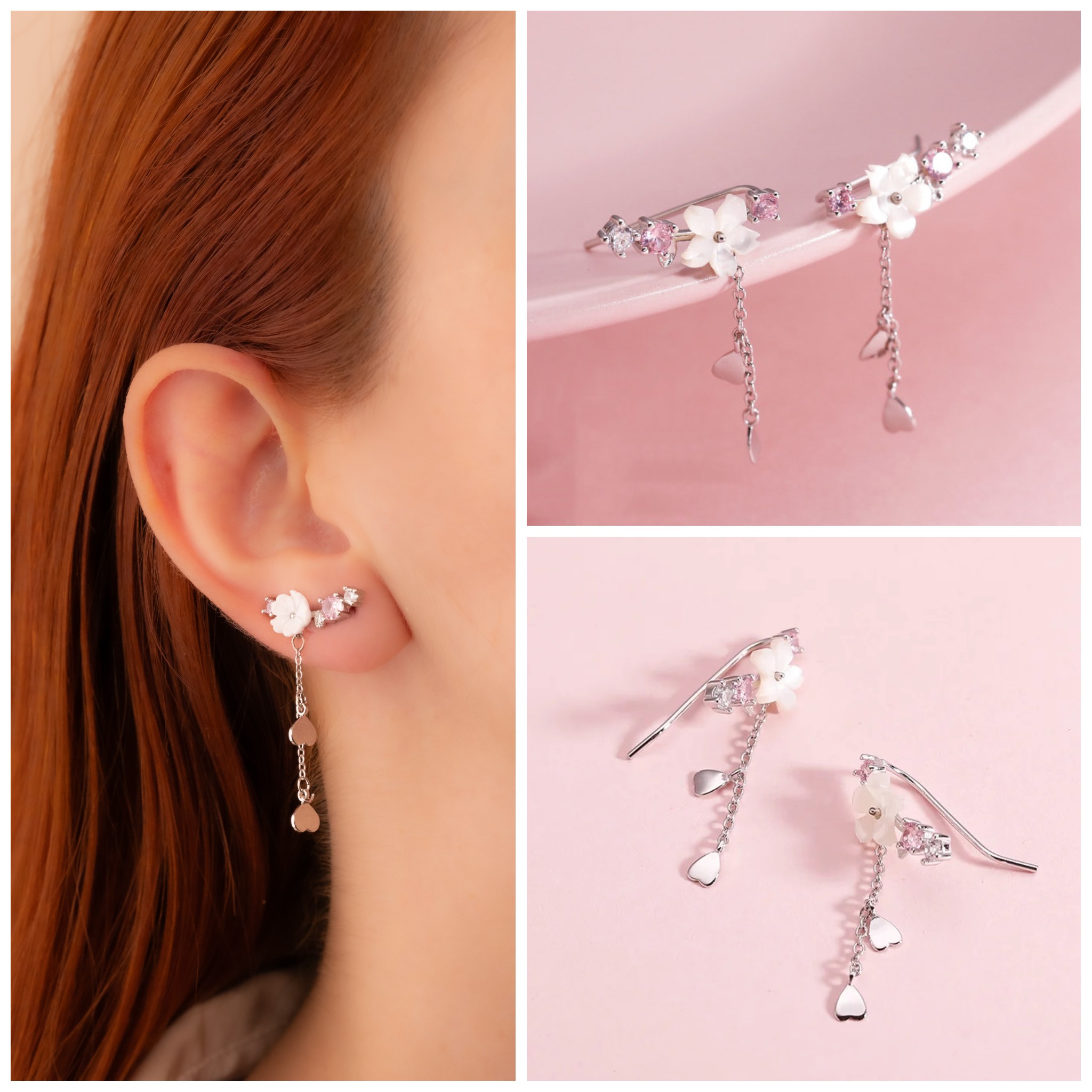 Aretes Petunia Plateados