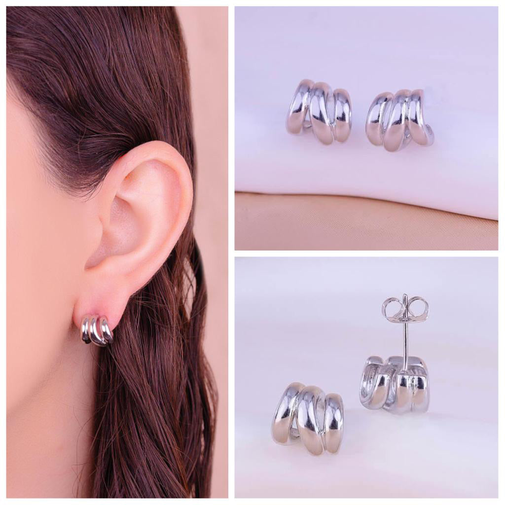 Aretes Triple Arco Plateados