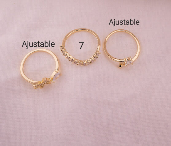 Set X3 Anillos Mariposa Dorado