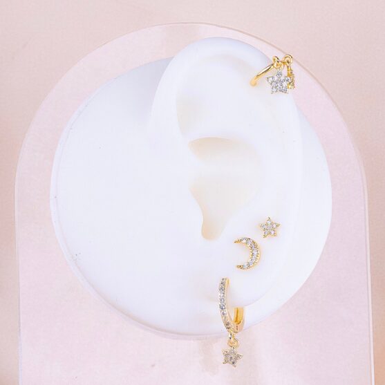 Set Aretes Estrellas Dorado