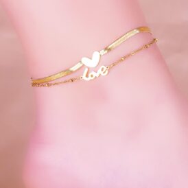 Tobillera Love Dorada