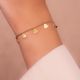 Pulsera Corazones Dorada