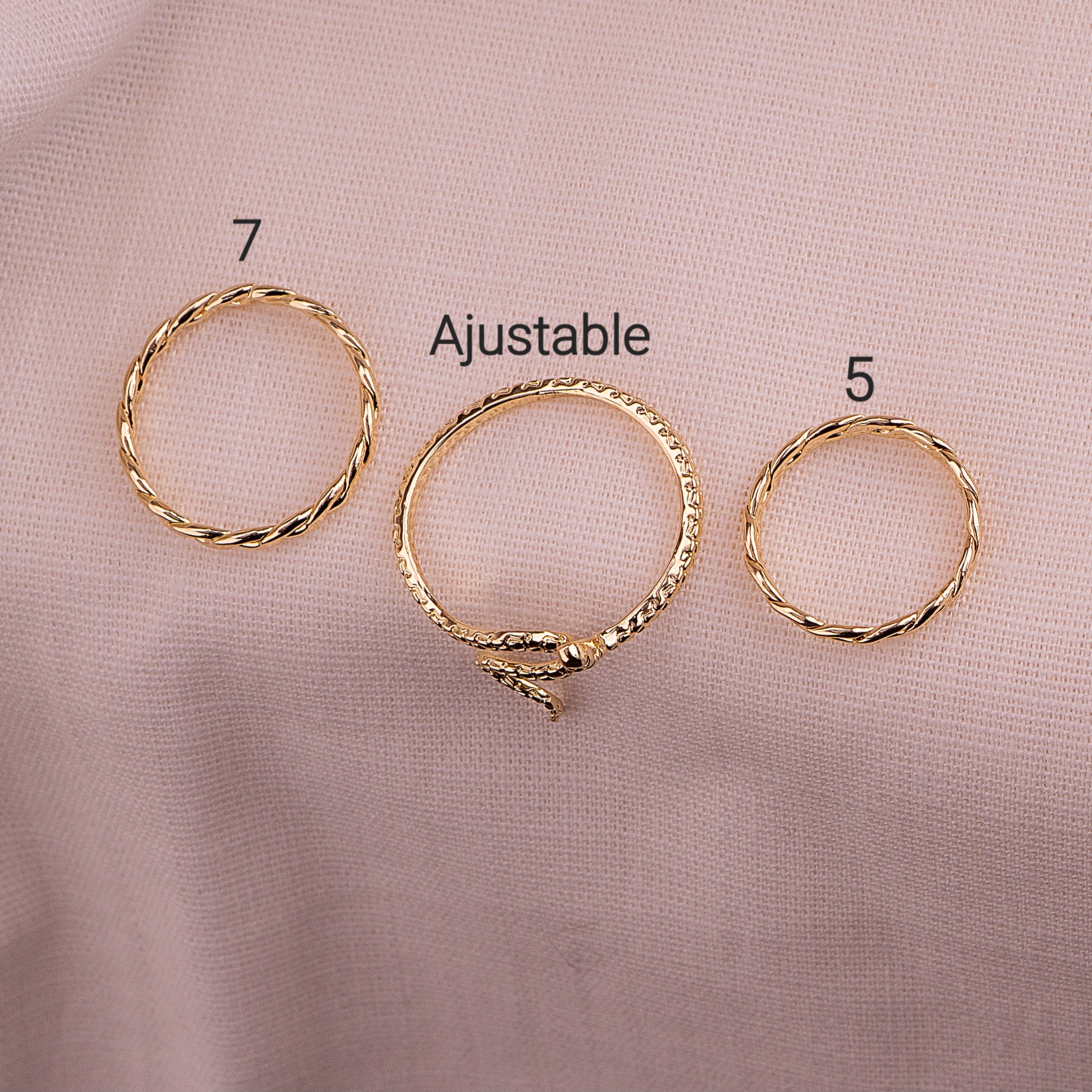 Set X3 Anillos Serpiente Dorados