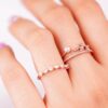 Set X2 Anillos Espiga Perla Oro Rosa