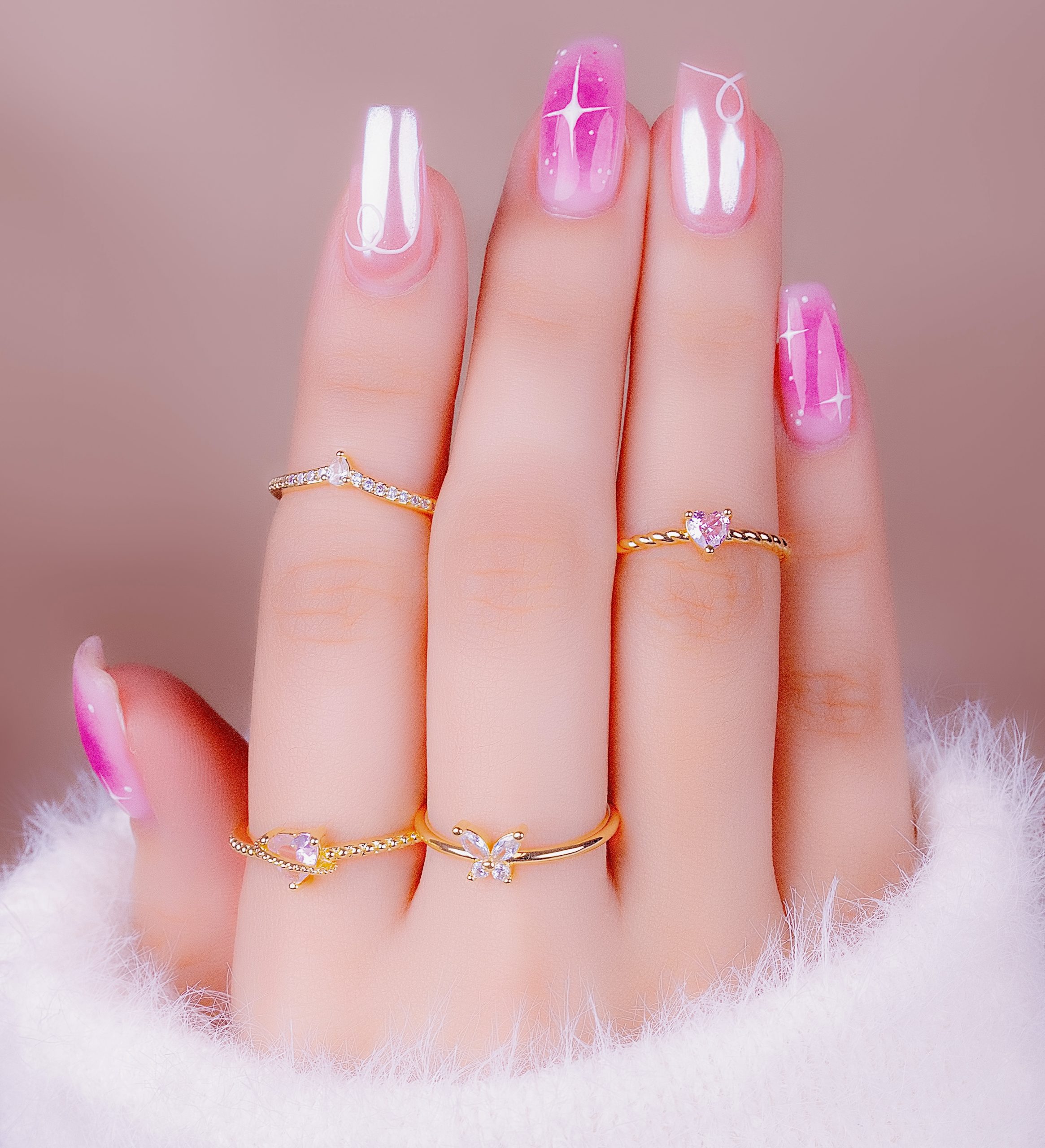 Set X 4 Anillos Magia Rosa