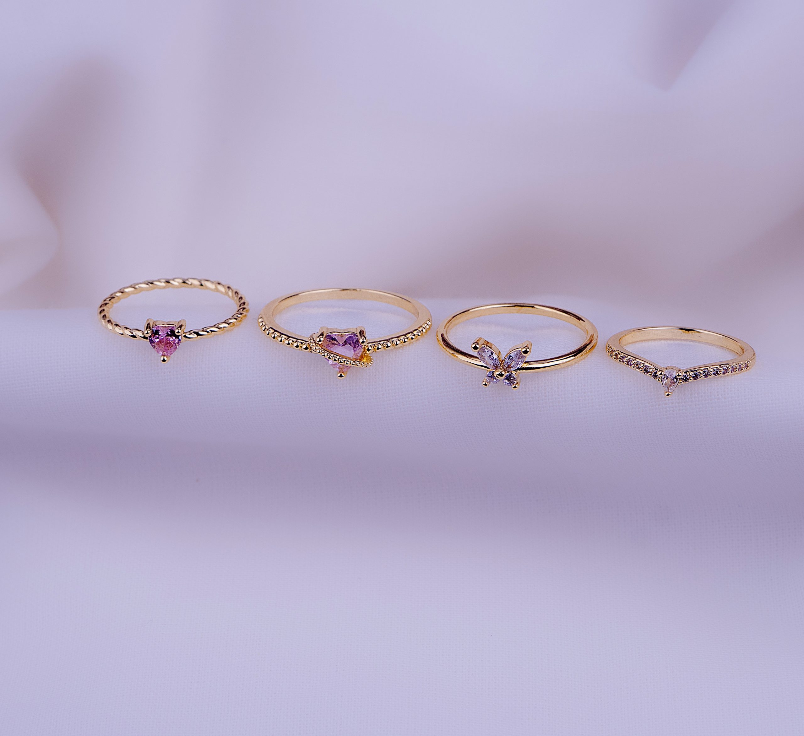 Set X 4 Anillos Magia Rosa