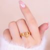 Anillo Corazón Flor Dorado