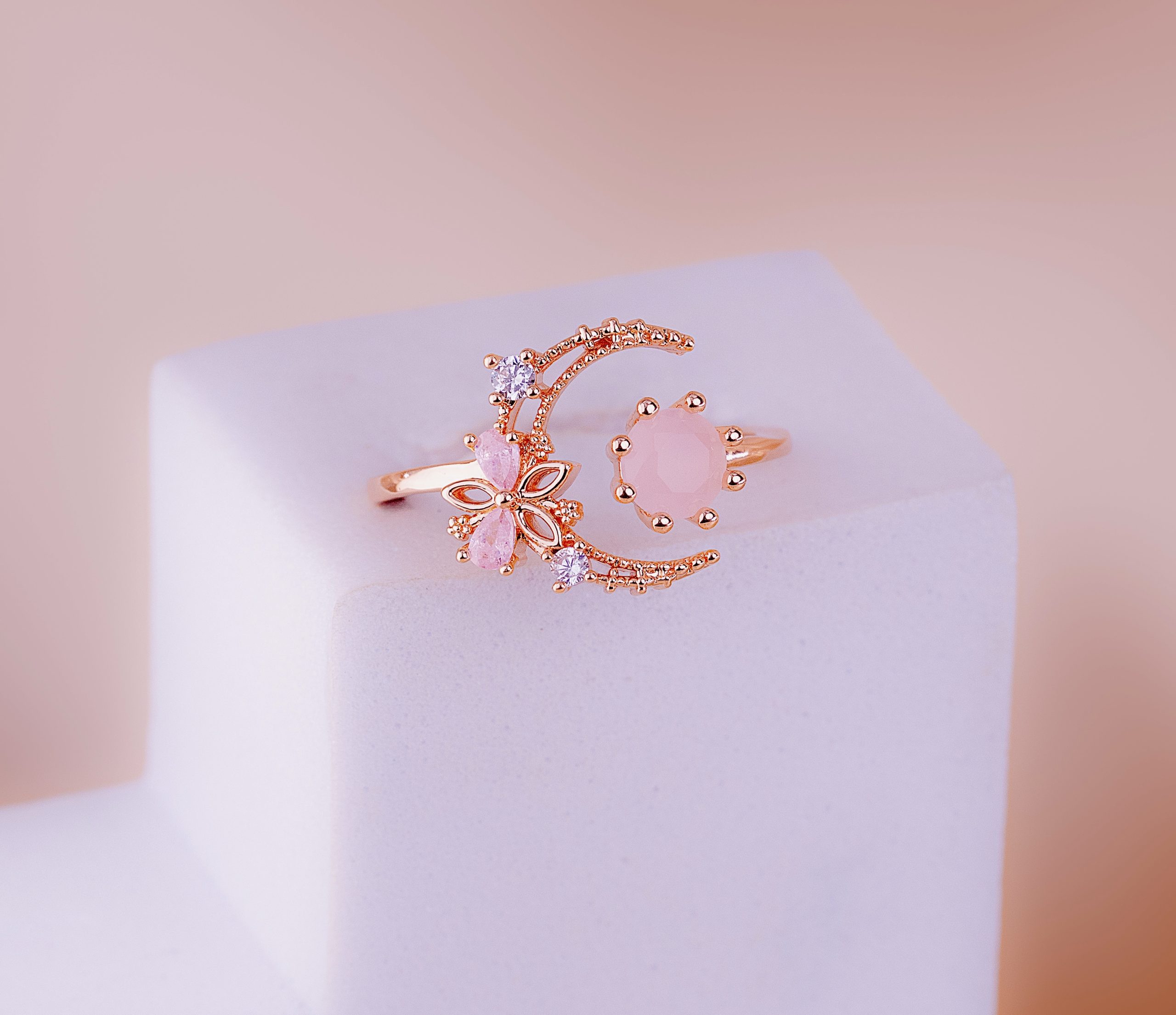 Anillo Luna Oro Rosa