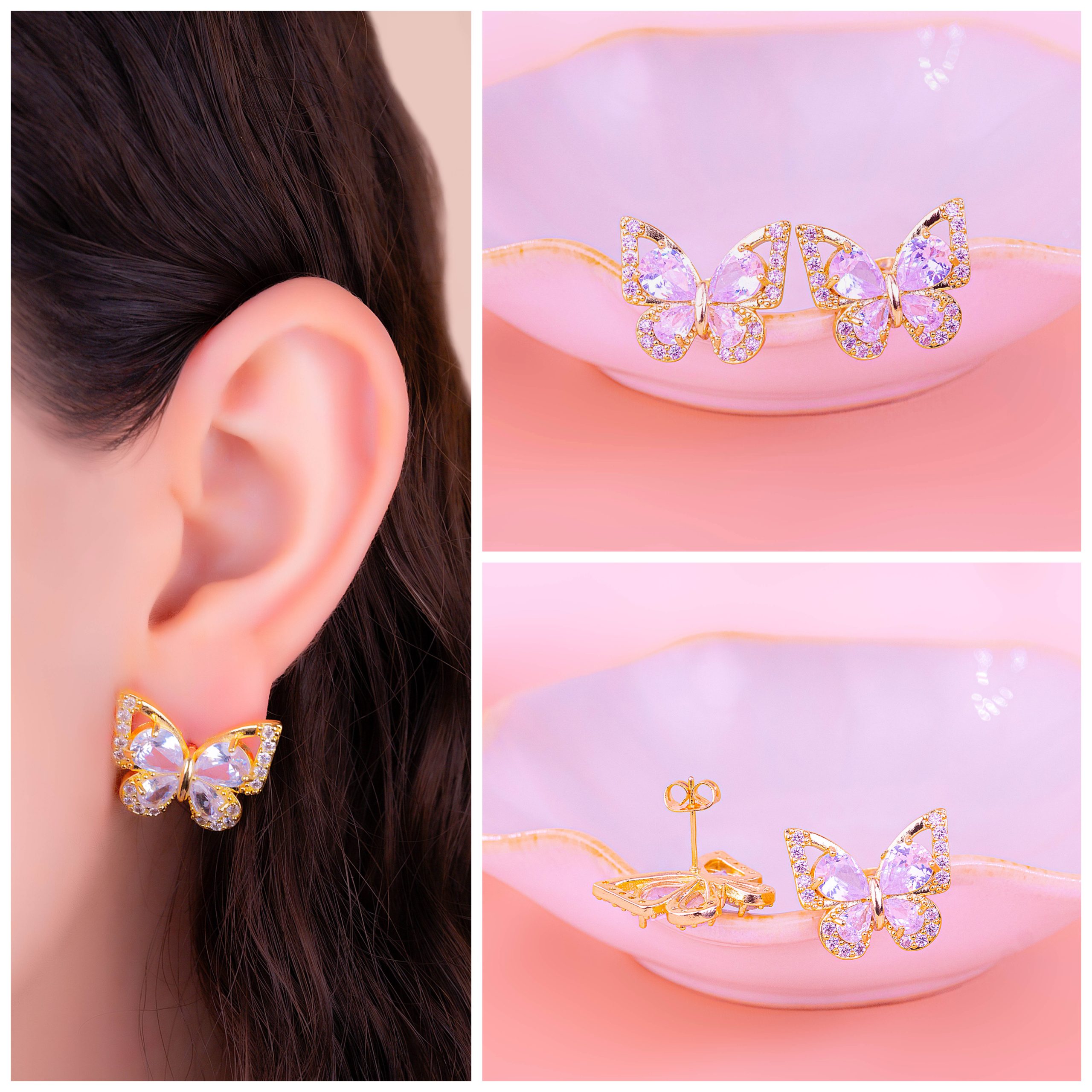 Aretes Mariposas Cristal