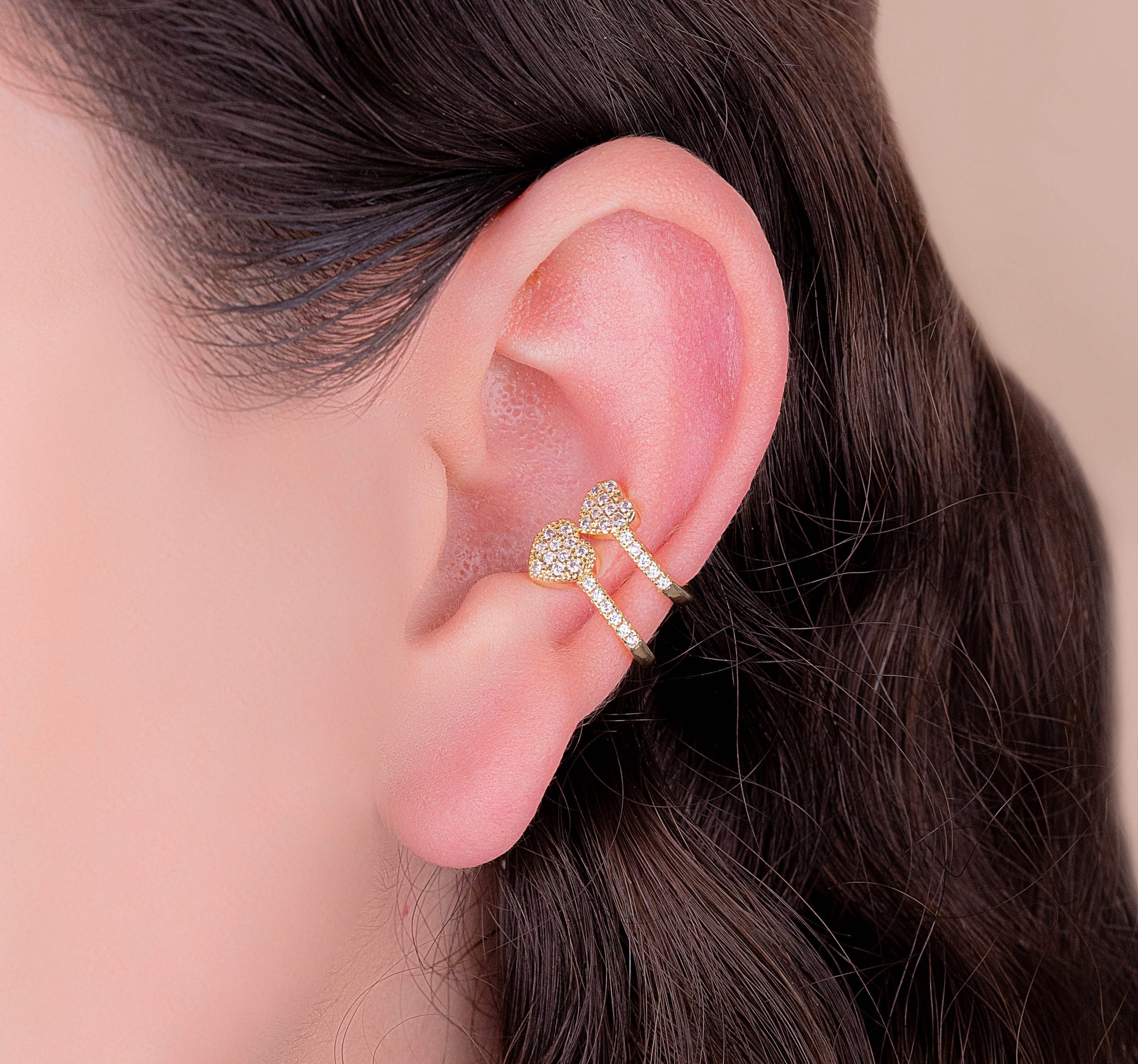 Ear Cuff Doble Corazones