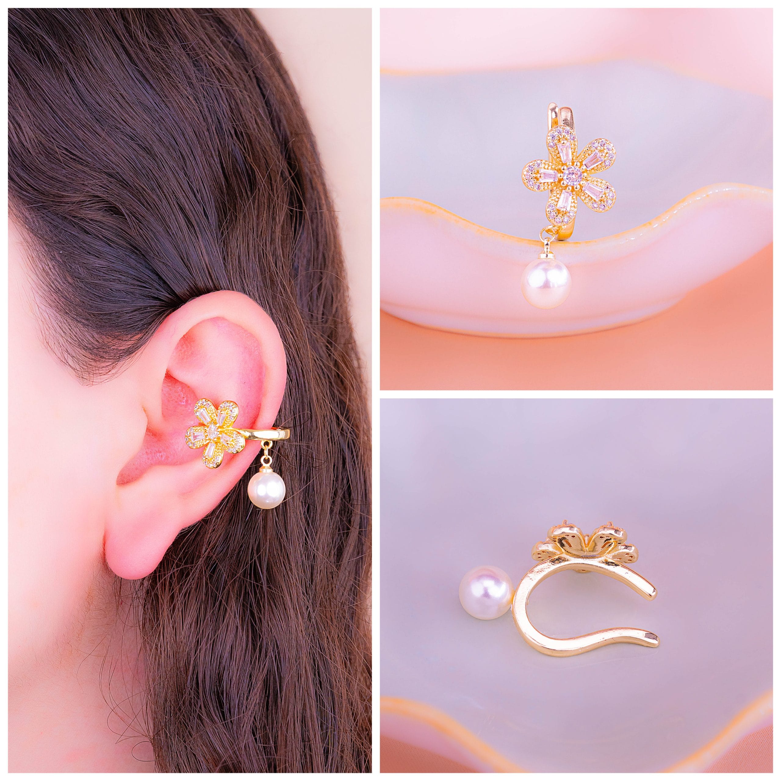 Ear Cuff Flor Perla