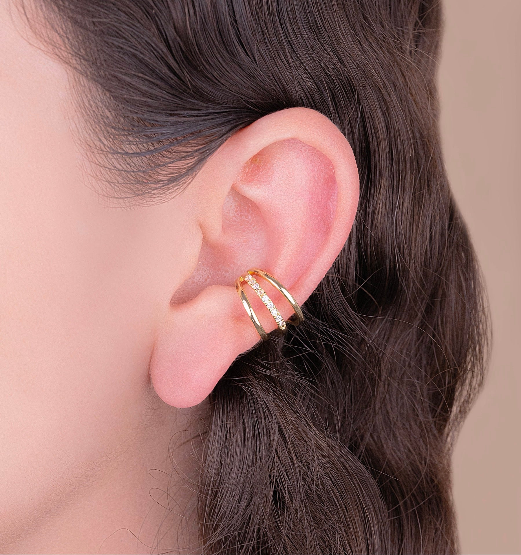 Ear Cuff Triple Dorado