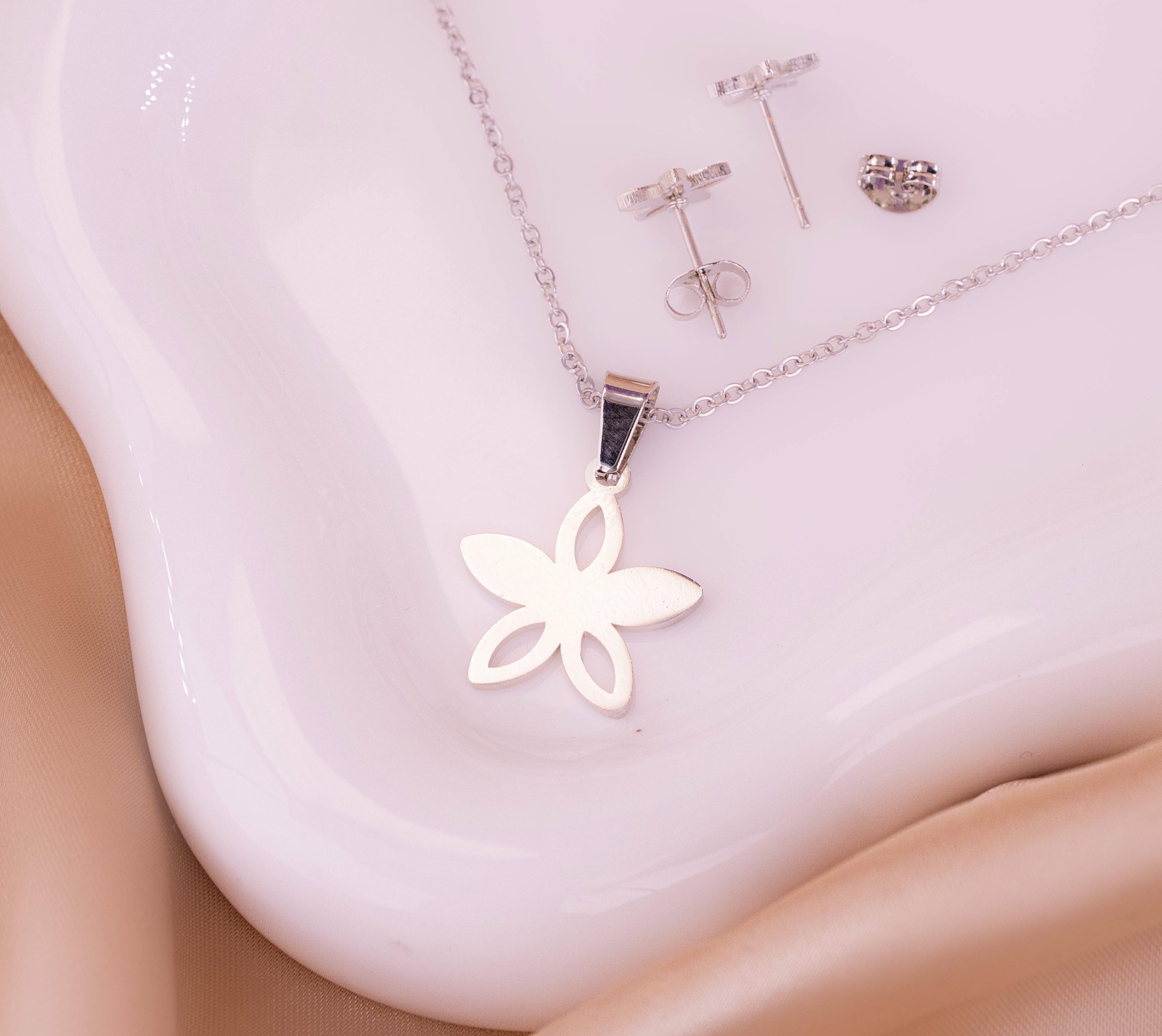 Juego Flor Plateado