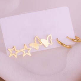 Set Aretes Mariposas Estrellas