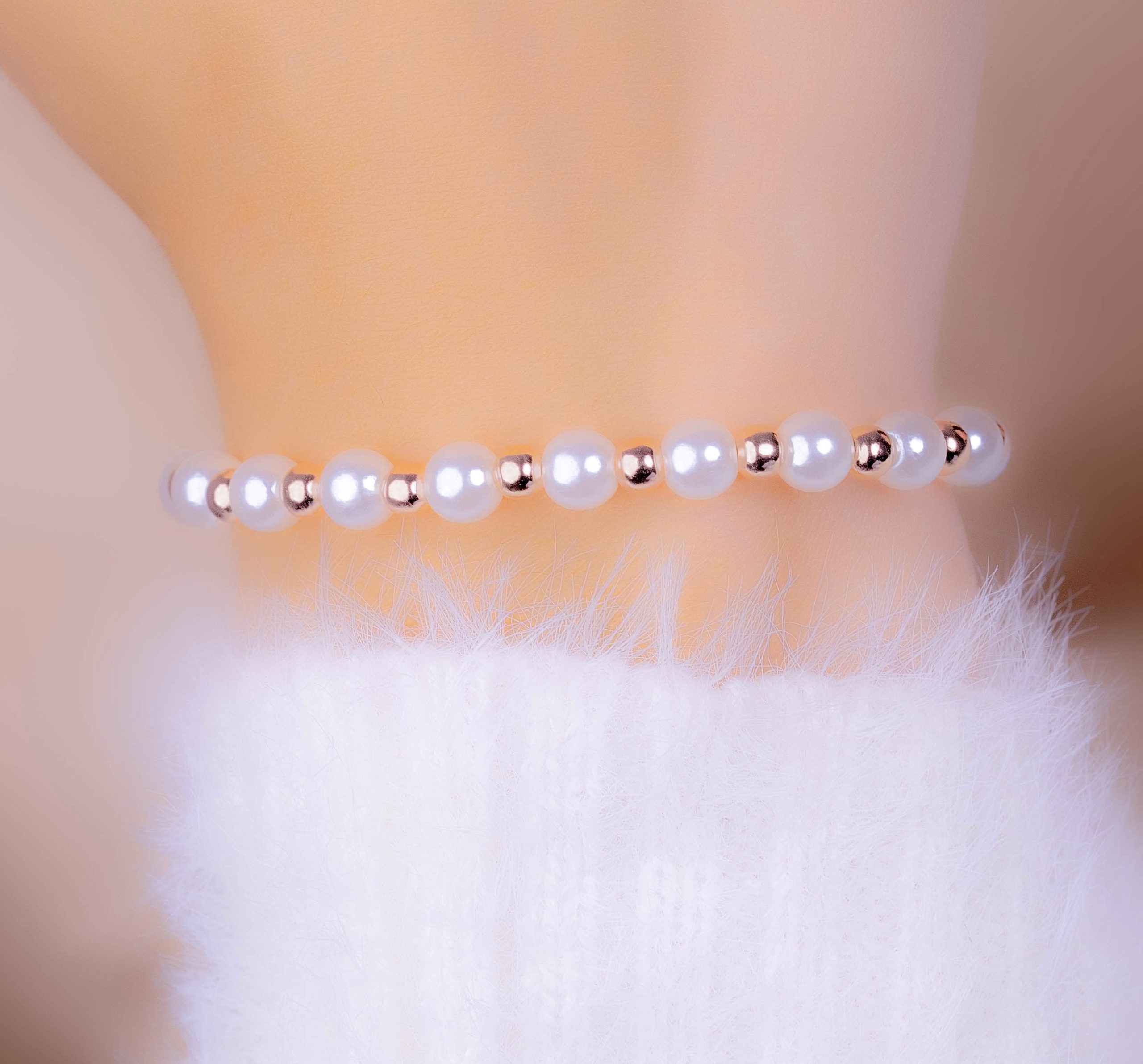 Pulsera Perlas Oro Rosa