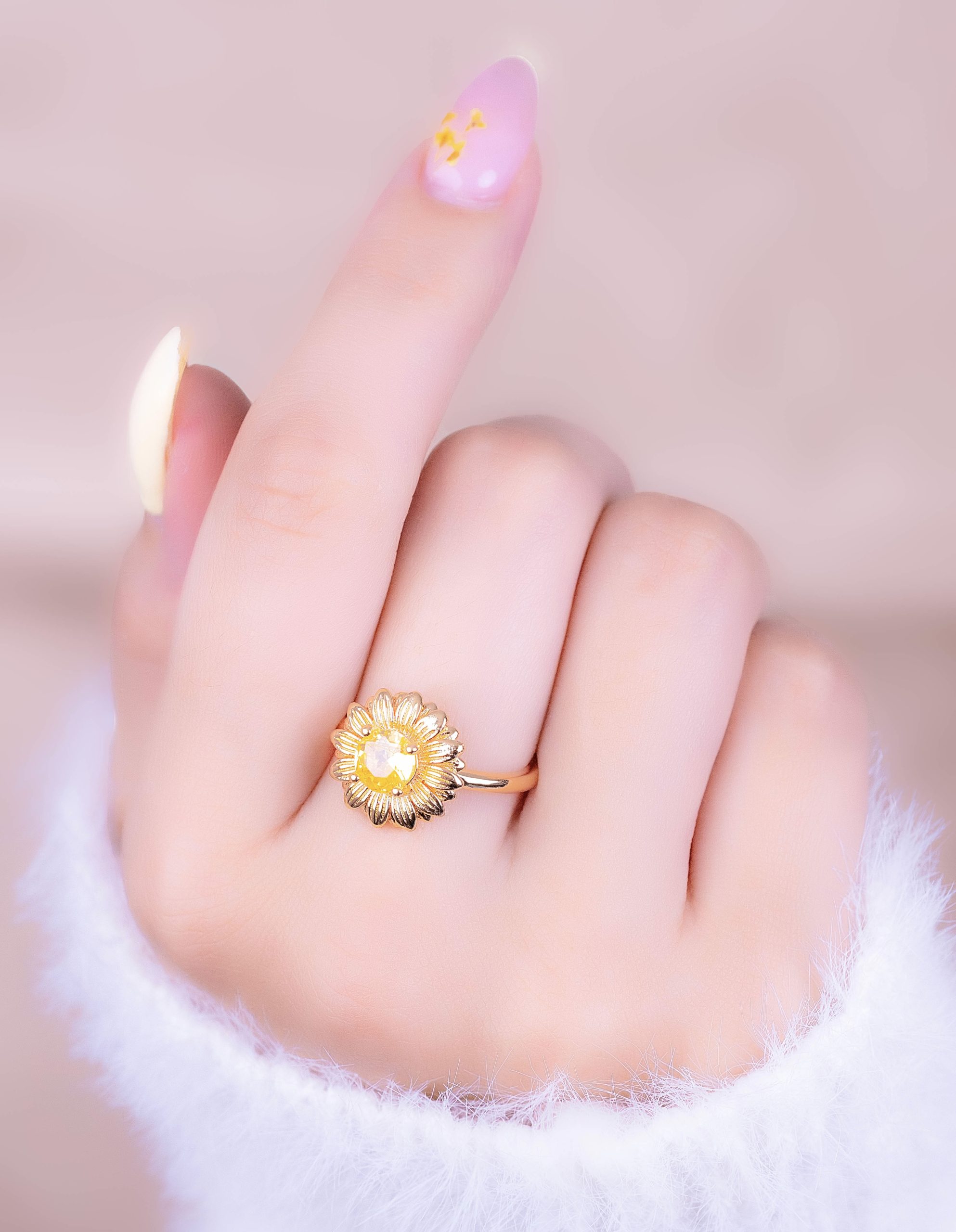 Anillo Girasol Ámbar