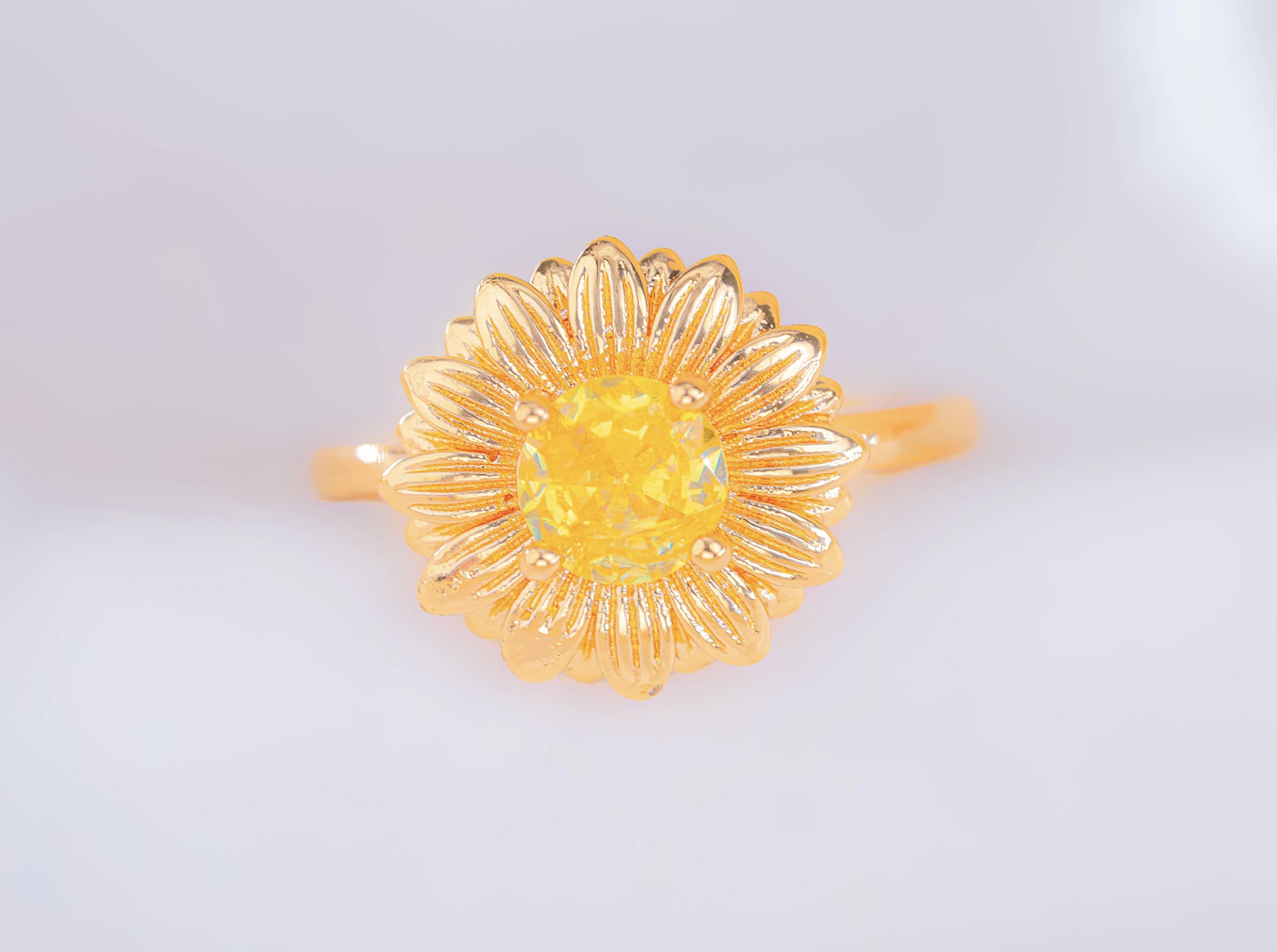 Anillo Girasol Ámbar