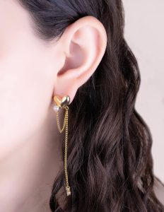 Aretes Corazones Cadenas