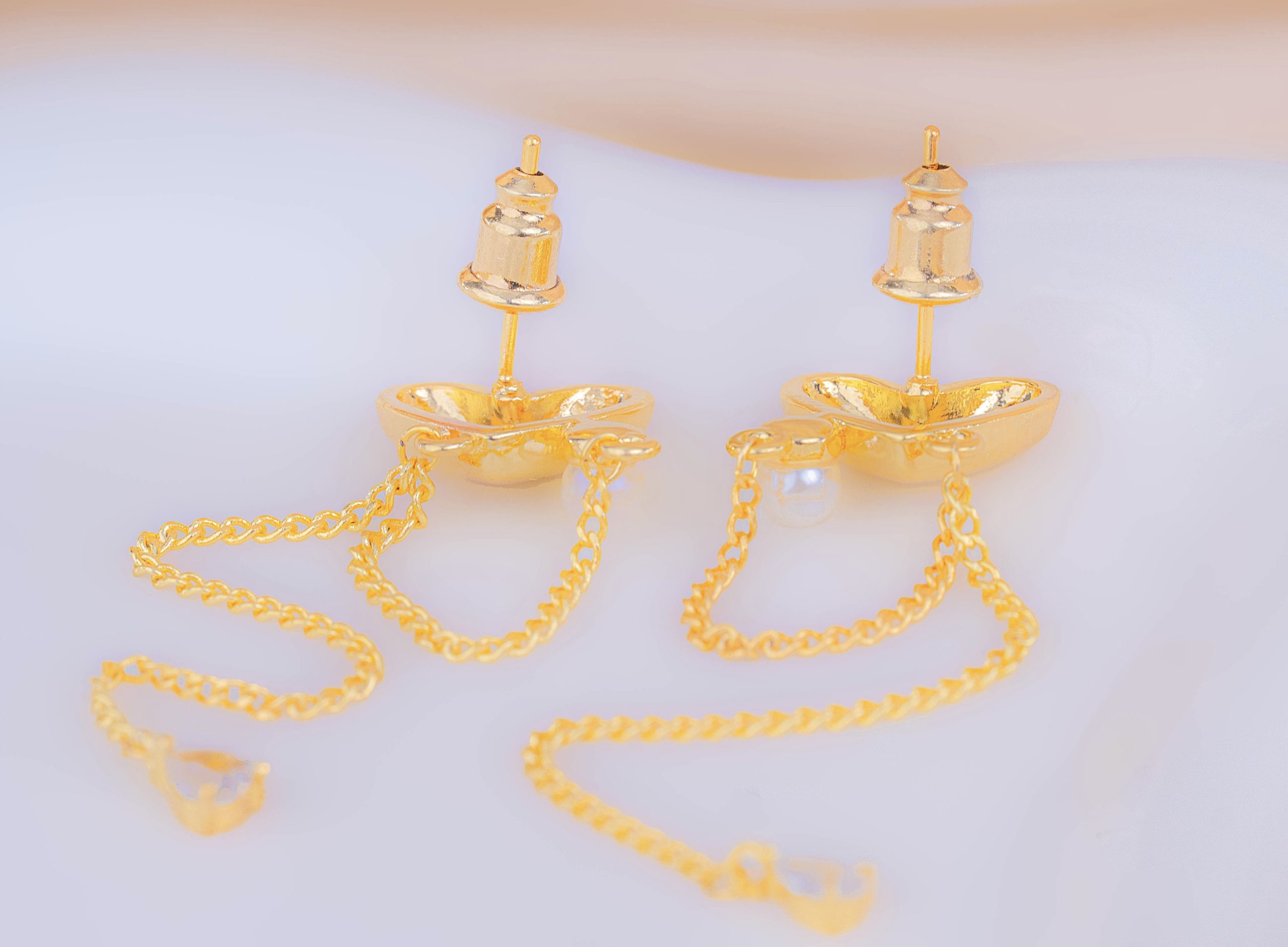 Aretes Corazones Cadenas