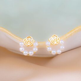 Aretes Rosas Perlas
