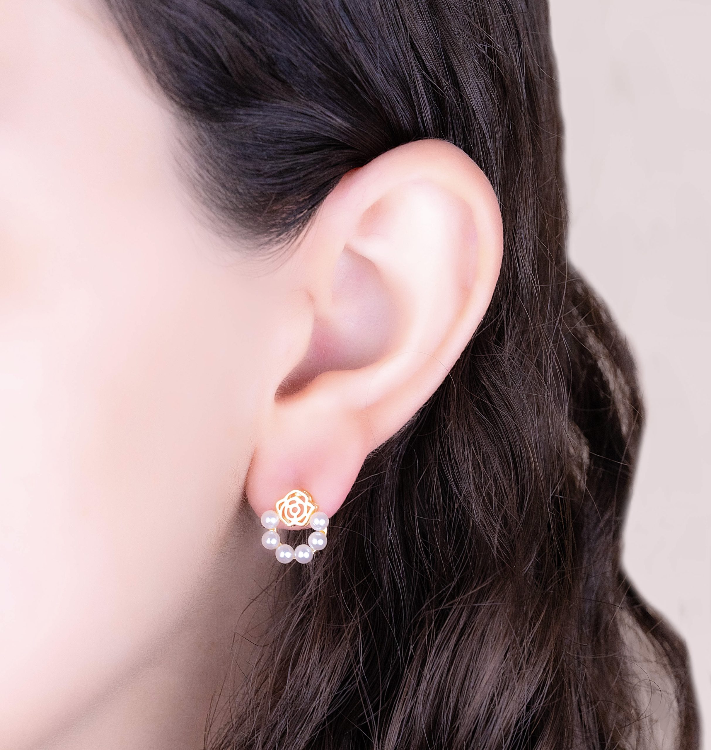 Aretes Rosas Perlas