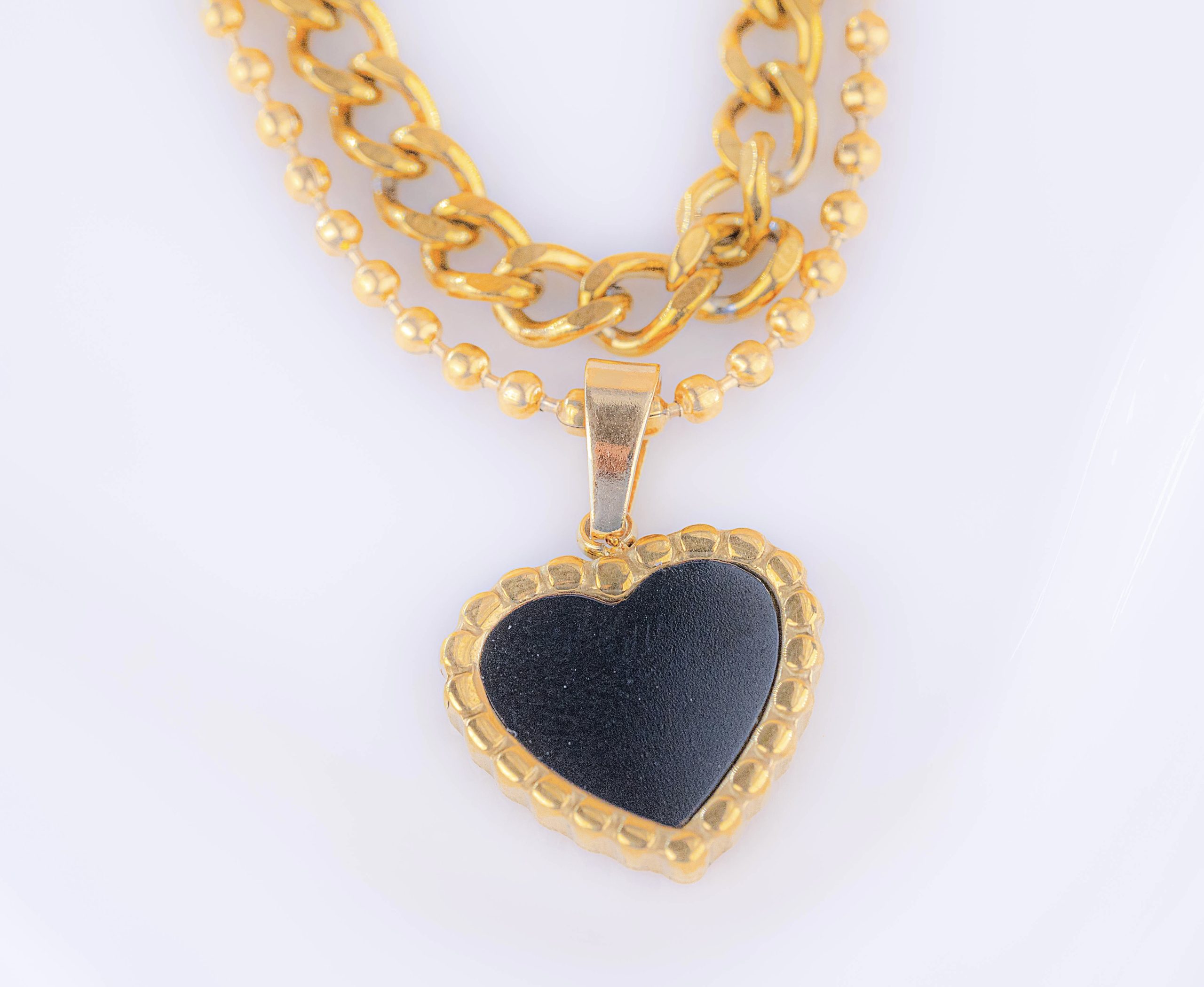 Collar Doble Corazón Negro