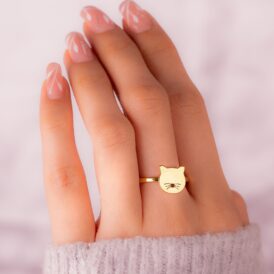 Anillo Cara De Gato Dorado