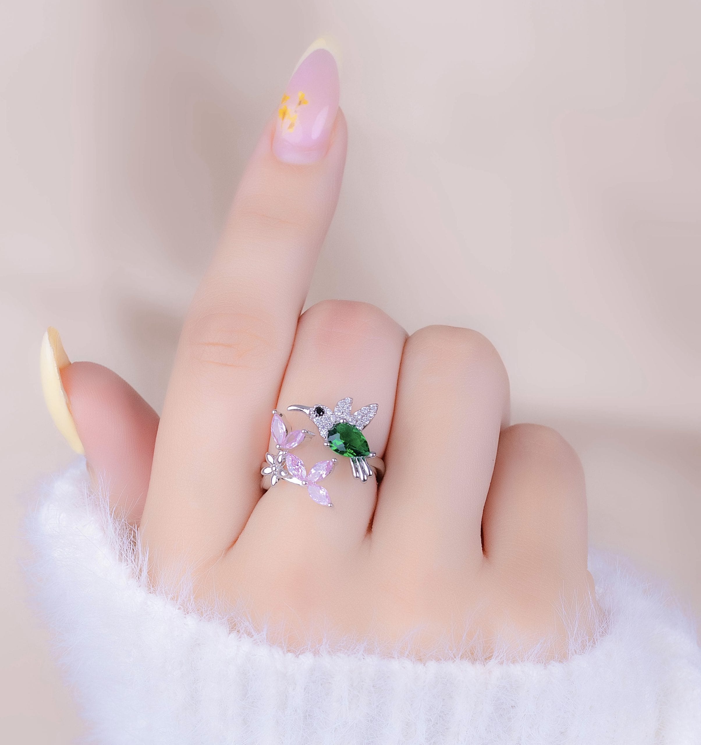 Anillo Colibrí Plateado
