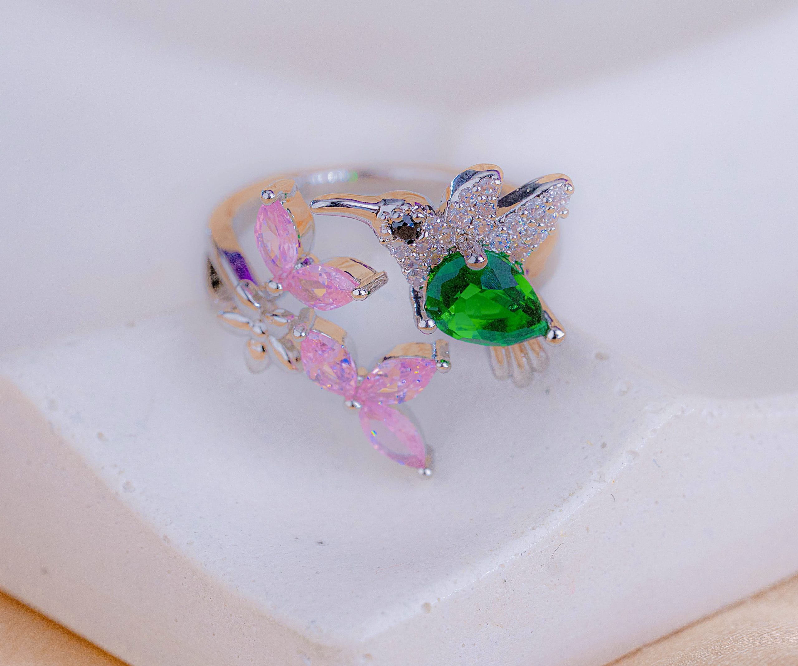 Anillo Colibrí Plateado