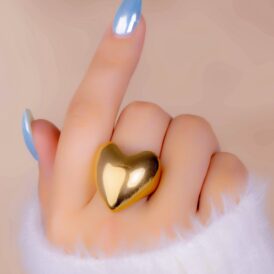 Anillo Corazón Liso Dorado Talla 7