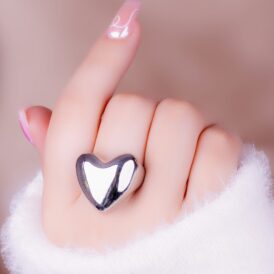 Anillo Corazón Liso Plateado Talla 7
