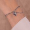 Pulsera Corazón Cadena Plateada