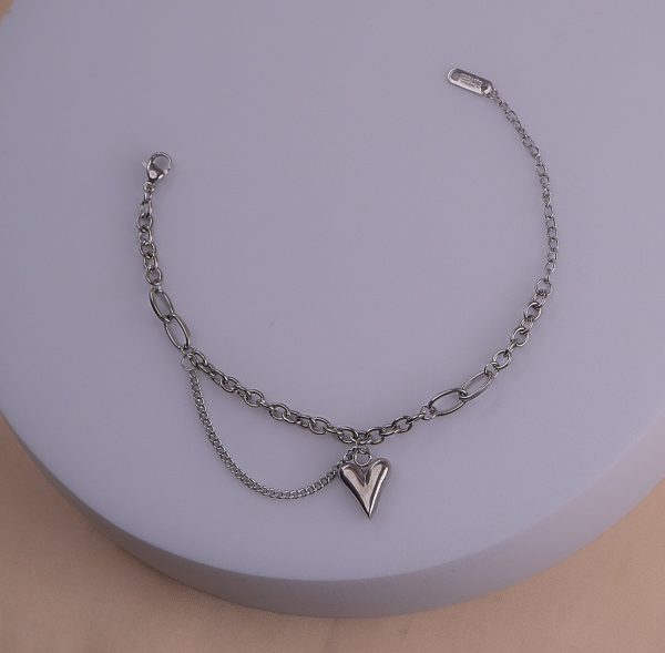 Pulsera Corazón Cadena Plateada