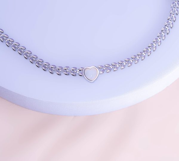 Pulsera Corazón Espigas Plateada