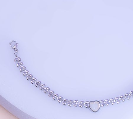 Pulsera Corazón Espigas Plateada