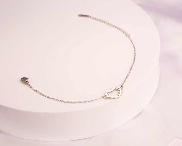 Pulsera Corazón Hojas Plateada