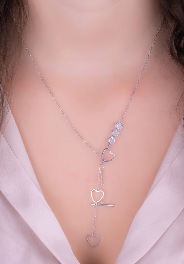 Collar Tres Corazones Plateado