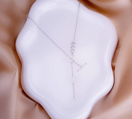 Collar Tres Corazones Plateado