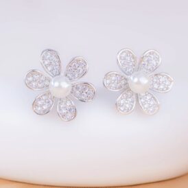 Topitos Flores Perla Plateados Topitos Flores Perla Plateados